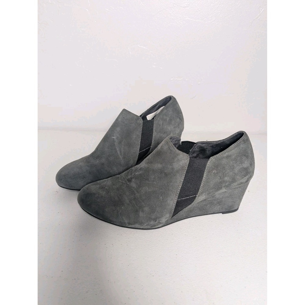 Vionic Gray Suede Wedge Booties
